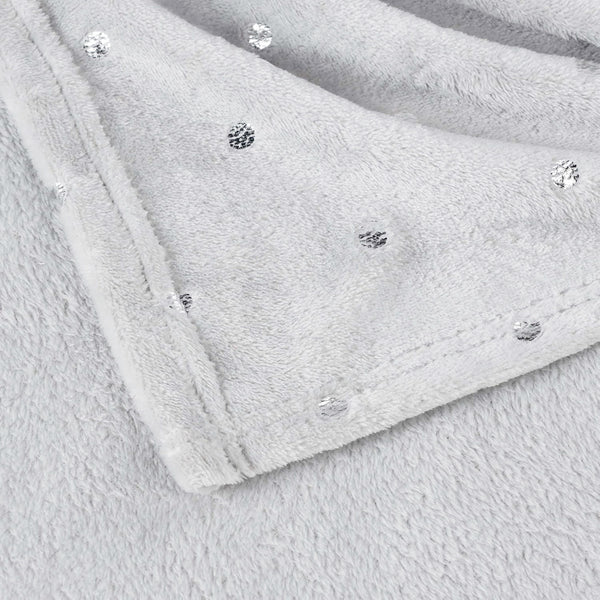 Silver Polka Dots Super Soft Warm Flannel Fleece Plush Microfiber Bed Throw Blanket