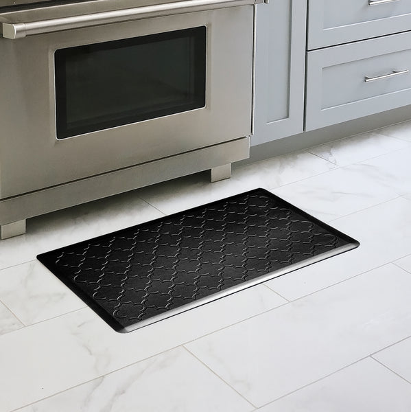Black Trellis Anti-Fatigue Thick Cushioned Floor Mat - 18" x 30"
