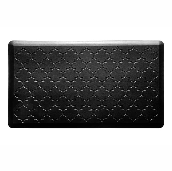 Black Trellis Anti-Fatigue Thick Cushioned Floor Mat - 18" x 30"