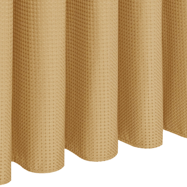 72" x 72" - Brown Fabric Textured Glam luxury Shower Curtain With 12 Metal Roller Ball Hooks