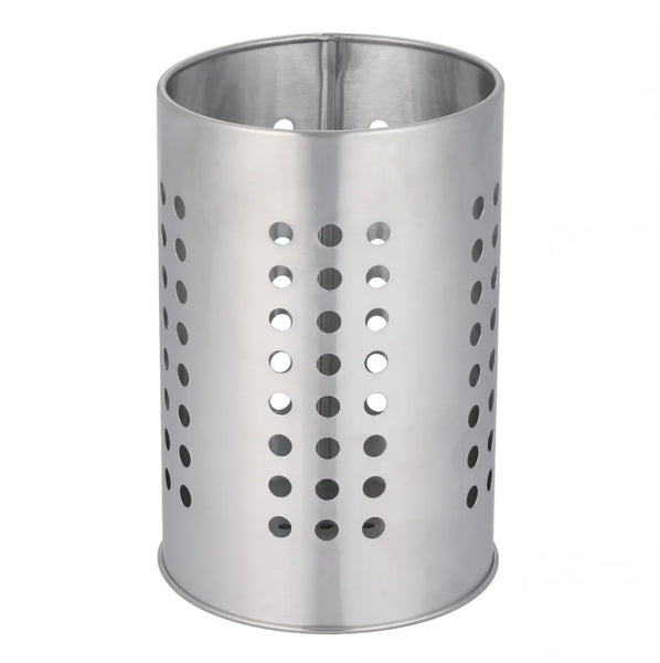 Stainless Steel Kitchen Utensil Holder with Ventilation Holes – Countertop Cooking Tool Organizer for Spoons, Spatulas, Whisks & Ladles – Satin