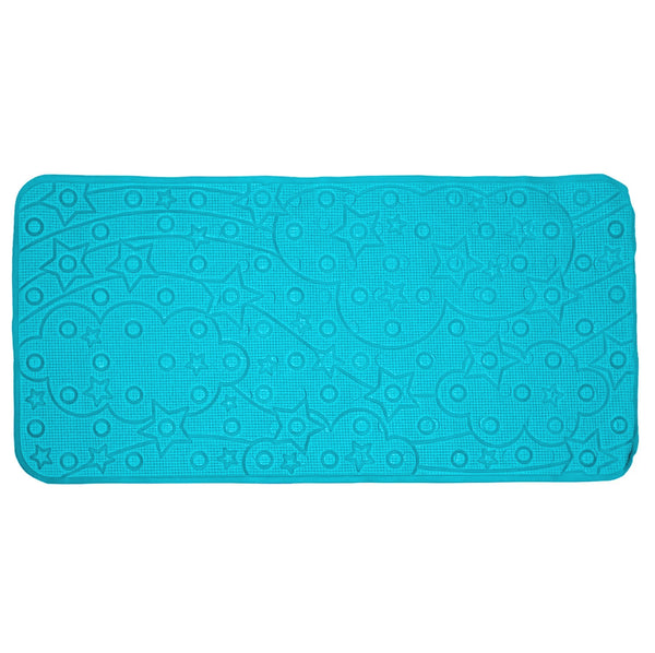 Turquoise Blue Non-Slip PVC Textured Plush Tub & Shower Mat with Suction Cups - 35.75" x 17.5"