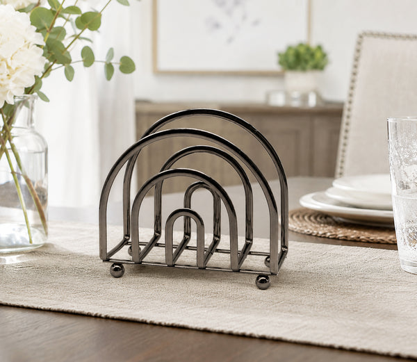 Black Nickel Freestanding Metal Iron Tabletop Arch Napkin Holder