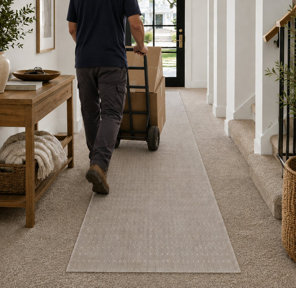Clear Vinyl Ribbed Carpet Runner Protector with Gripper Backing for Carpeted Floors, Heavy-Duty Hallway & High-Traffic Floor Protection - 27" Wide