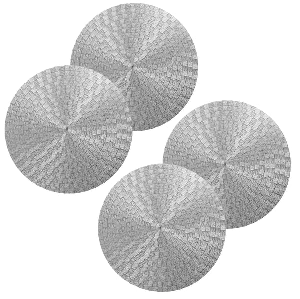 4 Pack Silver Round Circle PVC Placemat