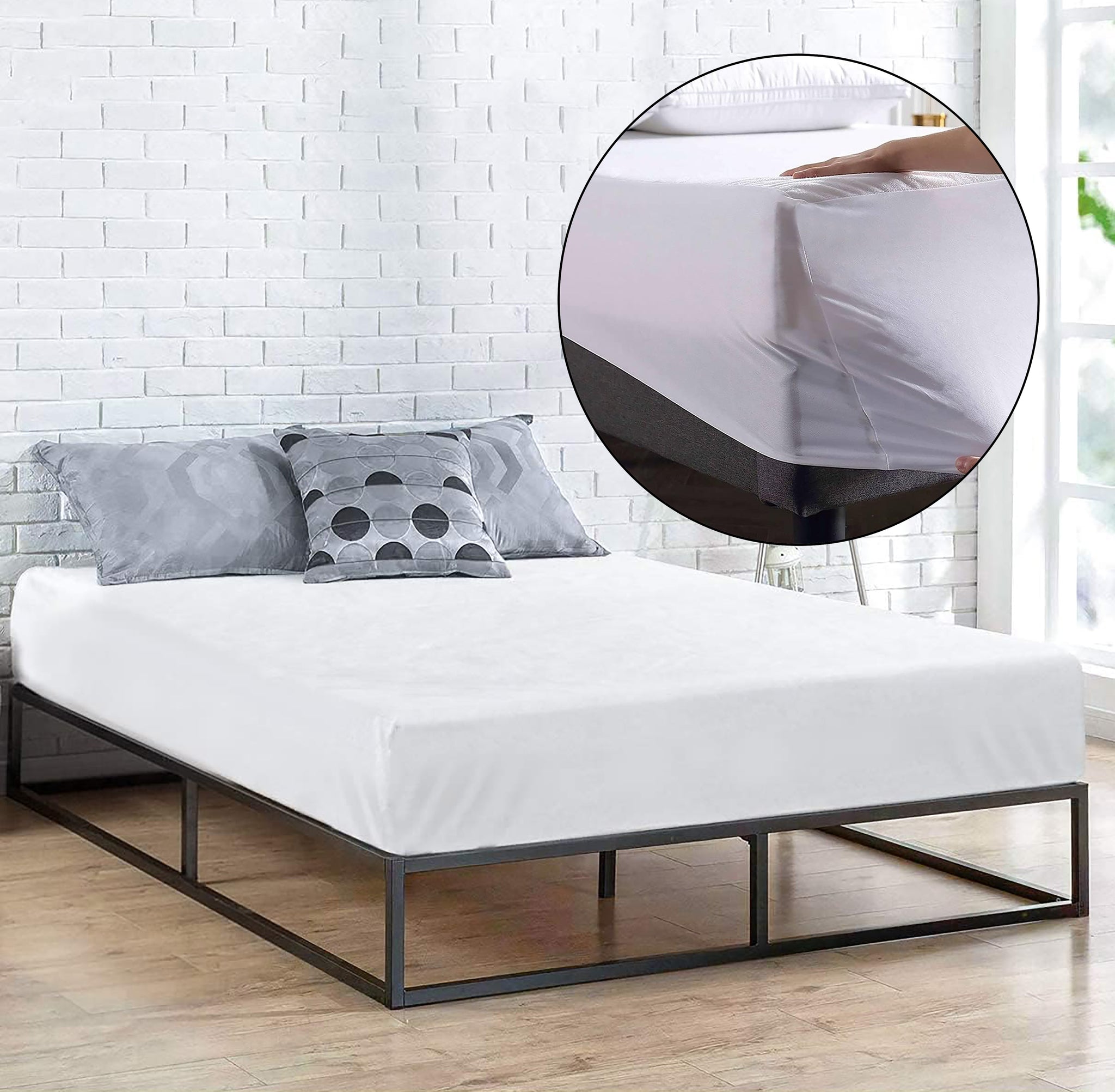 King Size Waterproof Mattress Pad Fitted Elastic Cover Protector - Stretches up 15" Inches
