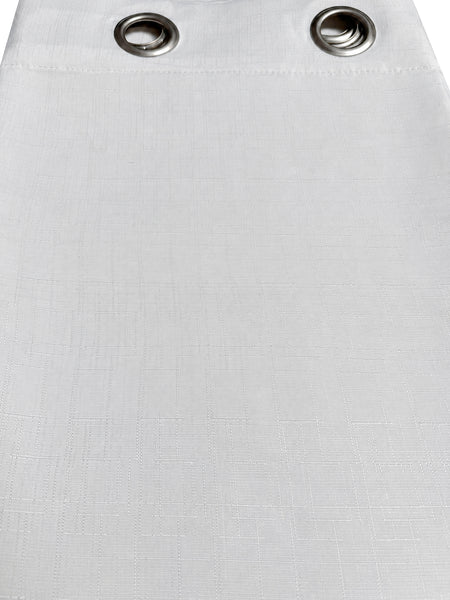 2 Piece White Textured  Grommet Window Curtain Panel Set - 108" Long