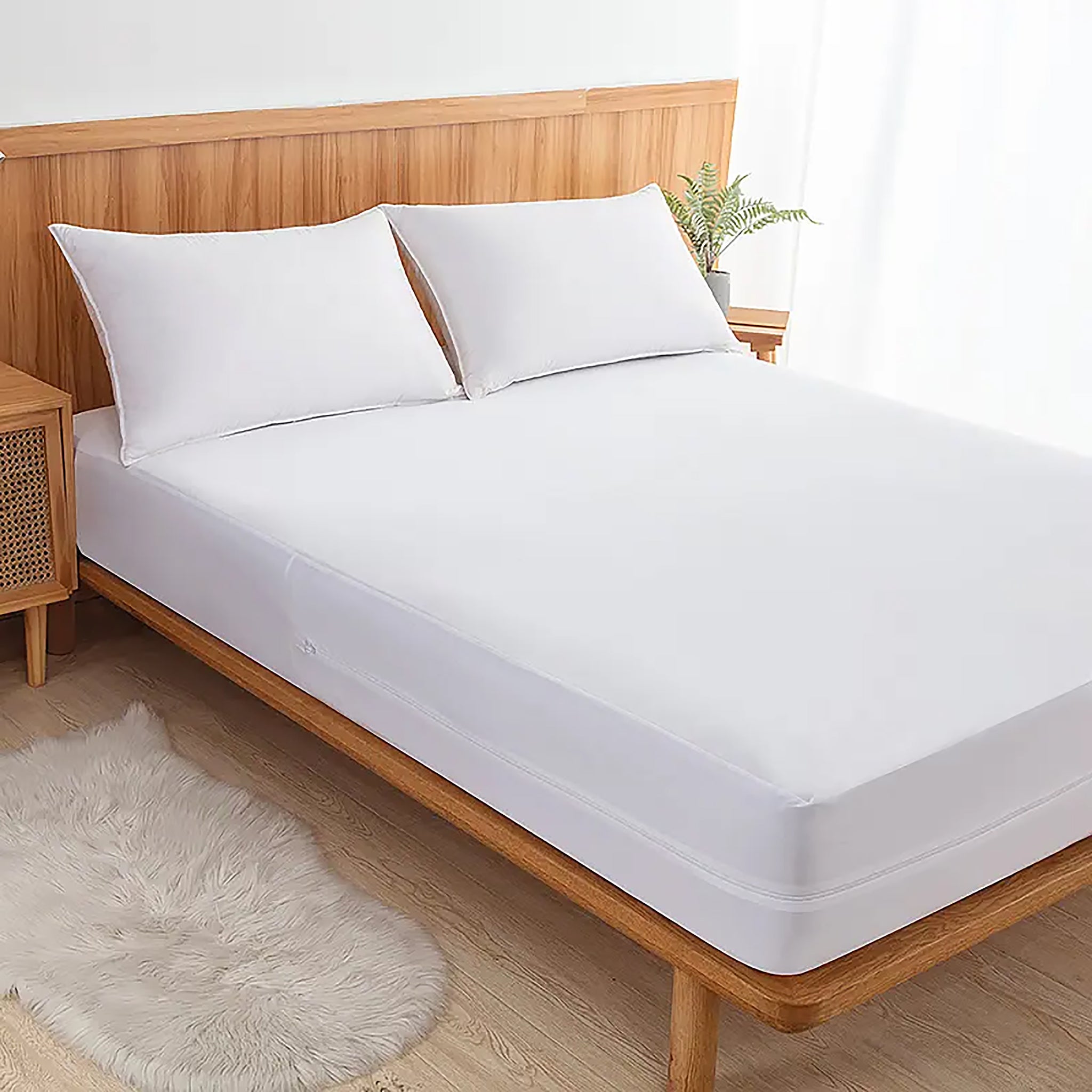 12" Deep - Queen Size Waterproof Fabric Mattress Cover Protector With Zipper