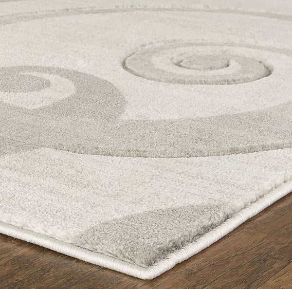 Grey Swirls Hand-Carved Soft Living Room Area Rug