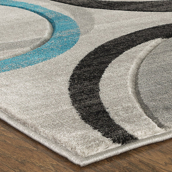 Turquoise Swirls Hand-Carved Soft Living Room Area Rug