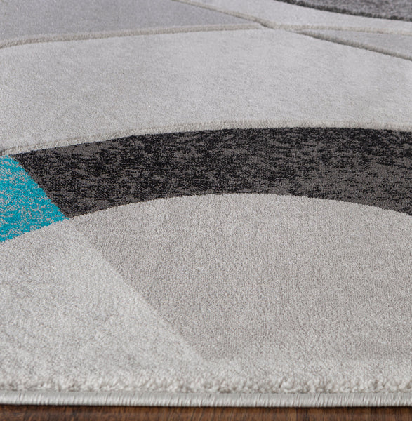 Turquoise Geometric Hand-Carved Soft Living Room Area Rug