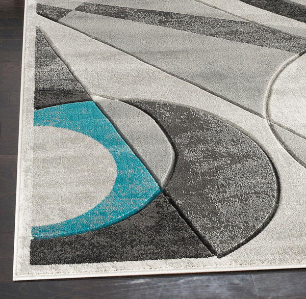 Turquoise Geometric Hand-Carved Soft Living Room Area Rug