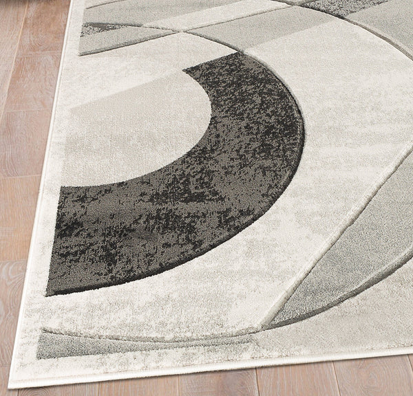 Grey Silver Geometric Hand-Carved Soft Living Room Area Rug