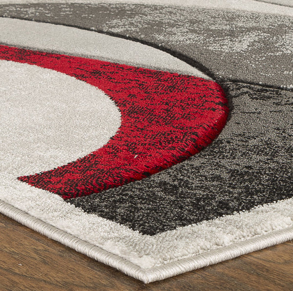 Silver Red Geometric Hand-Carved Soft Living Room Area Rug