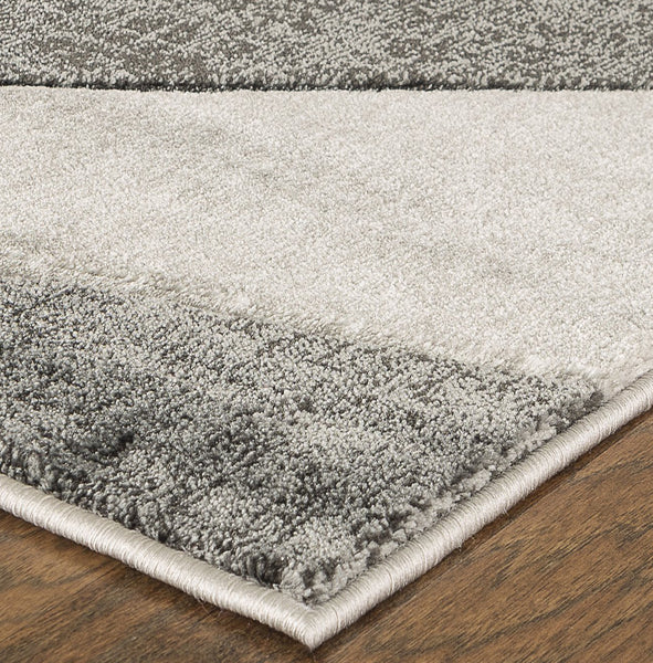 Silver Grey Geometric Triangles Hand-Carved Soft Living Room Area Rug