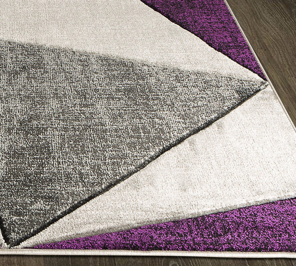 Purple Geometric Triangles Hand-Carved Soft Living Room Area Rug