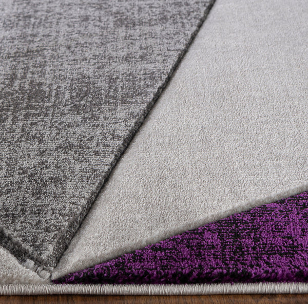 Purple Geometric Triangles Hand-Carved Soft Living Room Area Rug