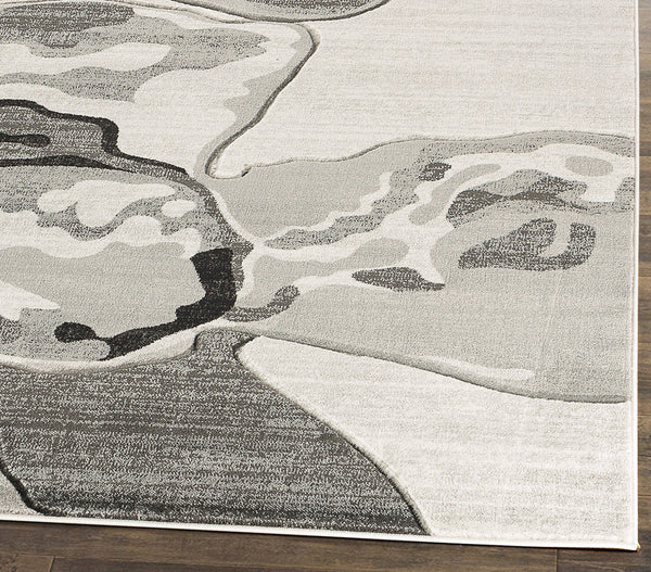 Grey Abstract Hand-Carved Soft Living Room Area Rug