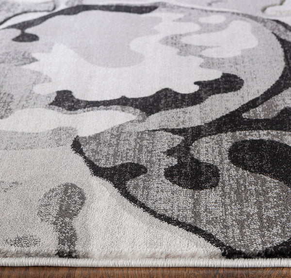 Grey Abstract Hand-Carved Soft Living Room Area Rug