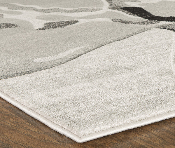 Grey Abstract Hand-Carved Soft Living Room Area Rug