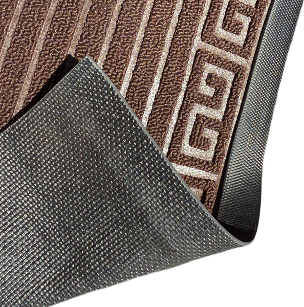 Brown Geometric All-Season Sturdy Absorbent Non-Slip Rubber Backing Multipurpose Door Mat