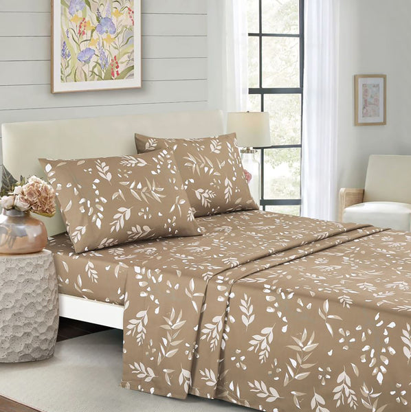 7 Piece Floral Botanical Modern Comforter Set Soft Bedding