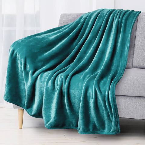 Teal Super Soft Warm Flannel Fleece Plush Microfiber Bed Throw Blanket