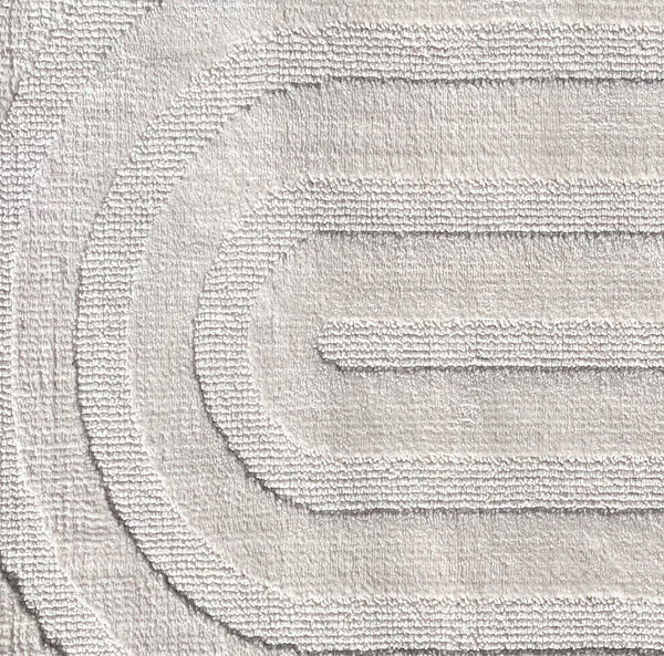 2x3 Ivory Light Cream Waves Soft Pile Boho Minimal Door Mat Area Rug