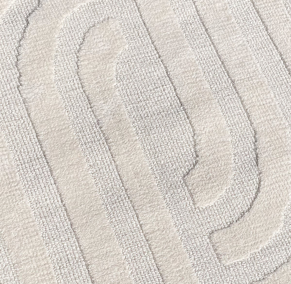 2x3 Ivory Light Cream Waves Stripes Geometric Abstract Soft Pile Boho Minimal Door Mat Area Rug