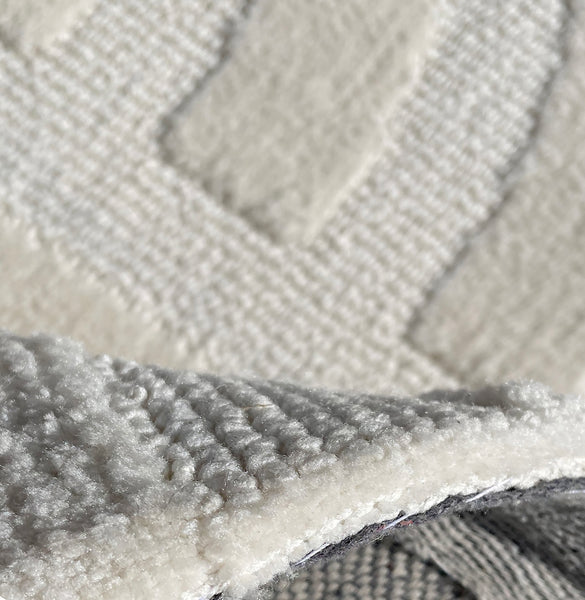 2x3 Ivory Light Cream Waves Stripes Geometric Abstract Soft Pile Boho Minimal Door Mat Area Rug
