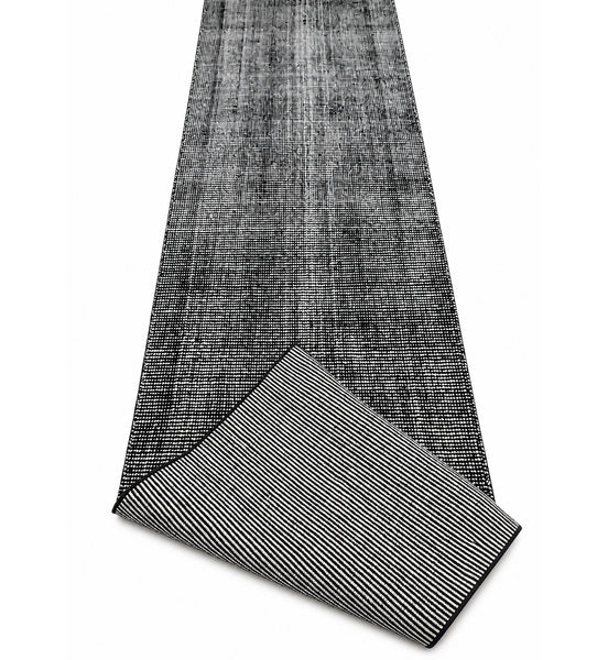 Black Modern Hand-Knotted Wool Runner Rug -  2'8" x 13'10"