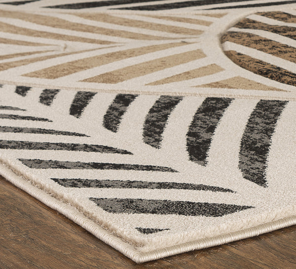 Beige Leaf Hand-Carved Soft Living Room Area Rug
