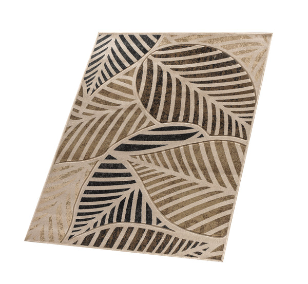Beige Leaf Hand-Carved Soft Living Room Area Rug