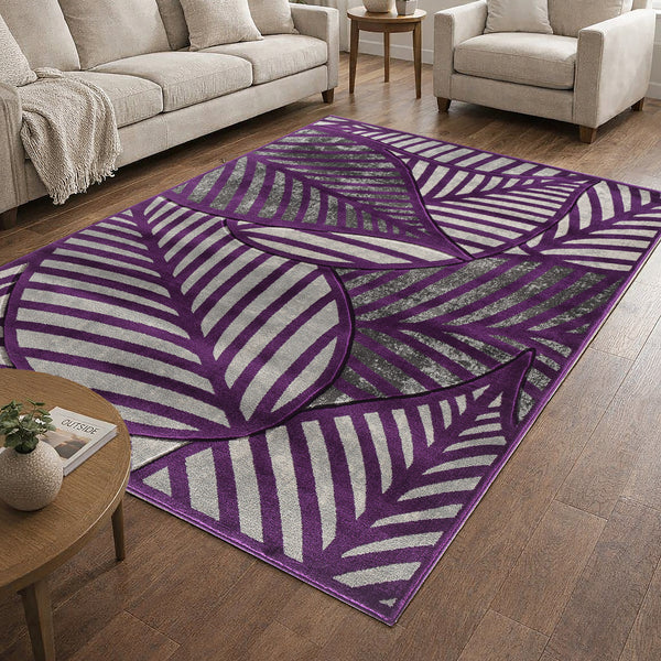 Purple Leaf Hand-Carved Soft Living Room Area Rug