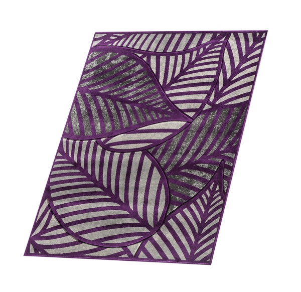 Purple Leaf Hand-Carved Soft Living Room Area Rug