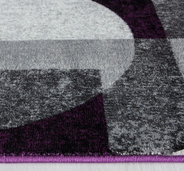 Silver Grey Purple Geometric Shapes Hand-Carved Abstract Soft Premium Modern Contemporary Non-Shedding Area Rug