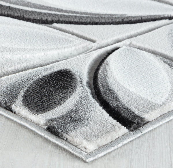 Silver Grey Floral Nature Leaf Hand-Carved Abstract Soft Premium Modern Contemporary Non-Shedding Area Rug