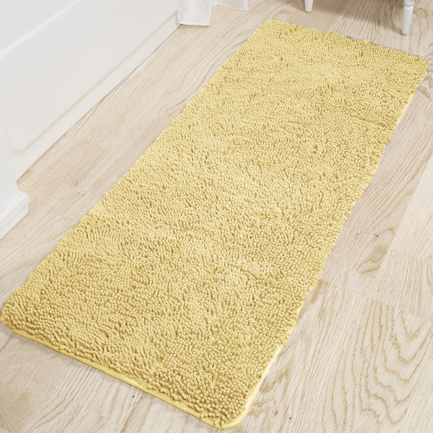 21"x59" - Long Yellow Soft Cozy Plush Chenille Bath Mat Bathroom Rug