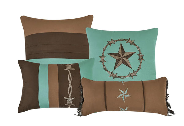 7 Piece Teal Brown Southwestern Star Soft Bedding Comforter Set