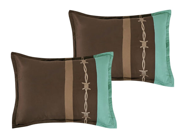 7 Piece Teal Brown Southwestern Star Soft Bedding Comforter Set