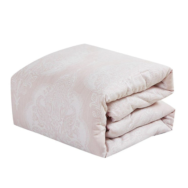 King Size 7 Piece Pink Floral Boho Comforter Set Boho Embroidery Soft Bedding