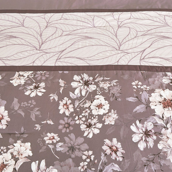 7 Piece Floral Modern Comforter Set Soft Bedding