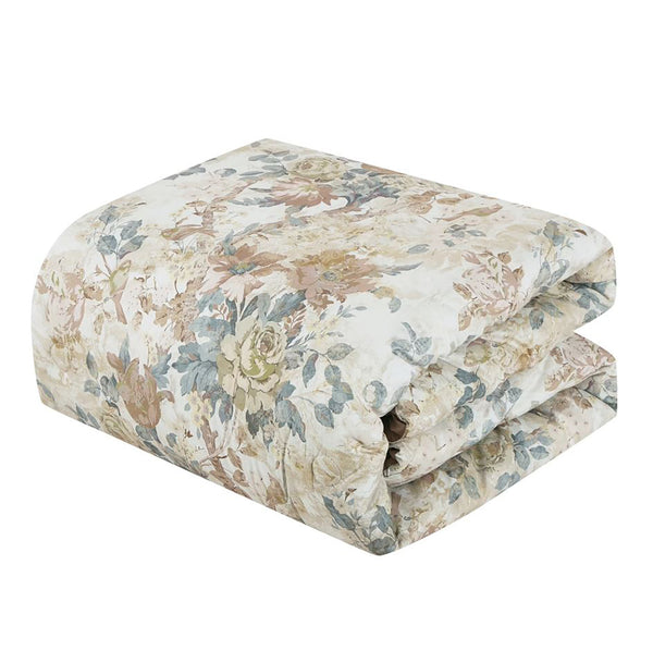 7 Piece Floral Botanical Modern Comforter Set Soft Bedding