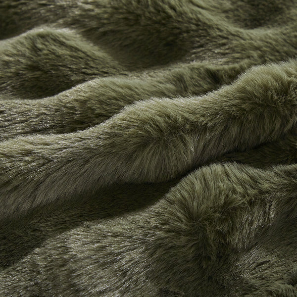 4 Piece Green Solid Textured Faux Fur Soft Plush Comforter Set