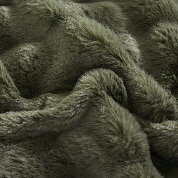 4 Piece Green Solid Textured Faux Fur Soft Plush Comforter Set