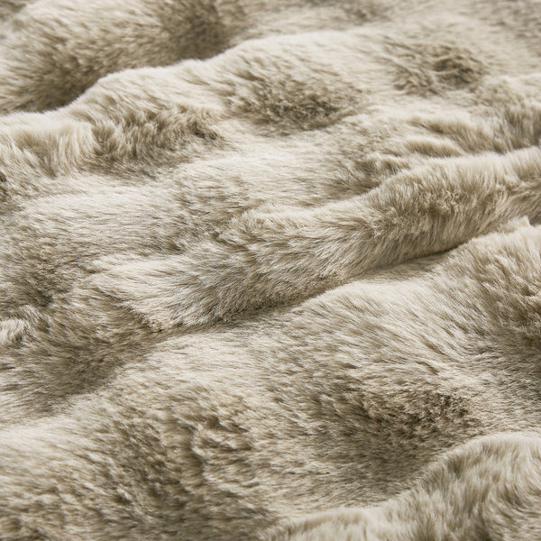 4 Piece Taupe Beige Solid Textured Faux Fur Soft Plush Comforter Set