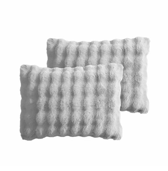 4 Piece Light Grey Solid Textured Faux Fur Soft Plush Comforter Set