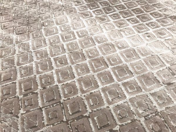 Dark Beige Taupe Geometric Diamonds Silky Glam Area Rug