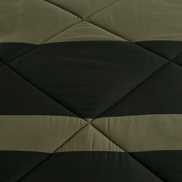 Green Black Geometric Modern 9 Piece Bed-in-a-bag Comforter Set
