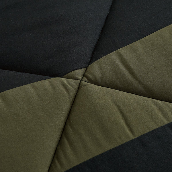 Green Black Geometric Modern 9 Piece Bed-in-a-bag Comforter Set